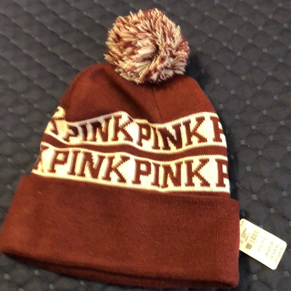 Pink brand beanie